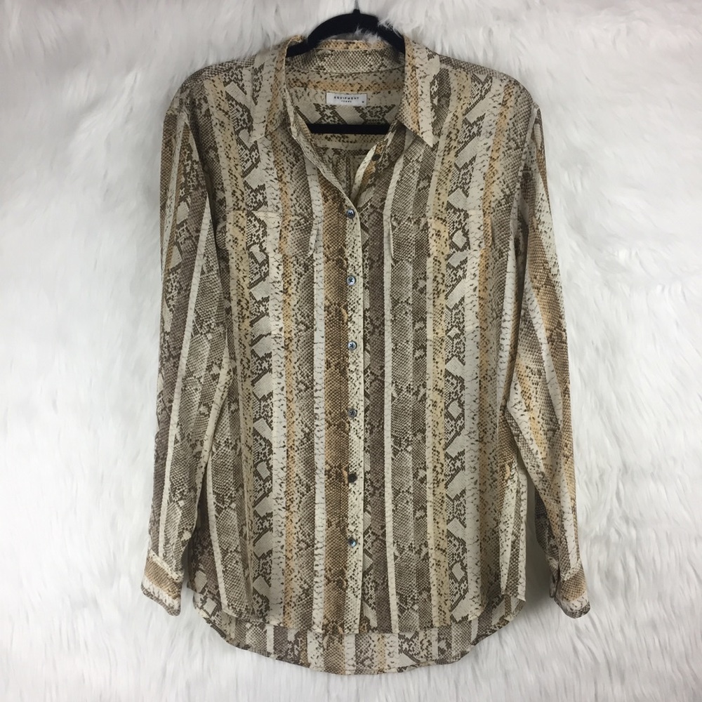 Equipment Femme Snake Print Silk Blouse